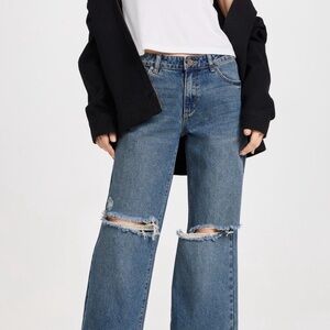 Abrand Blue Distressed Wide Leg Jeans